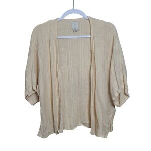Joie Cream Linen Blend Knit Cropped Cardigan M Cottagecore Peasant Festival Boho